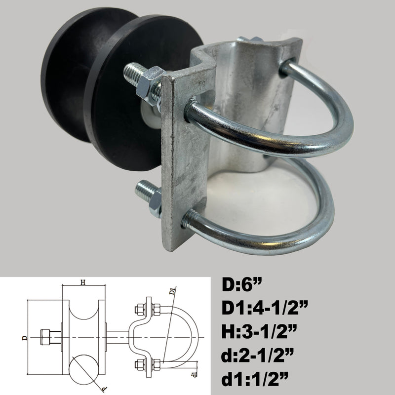 6 Non Marring Bolted Slide Gate Top Guide Rubber Roller Pair